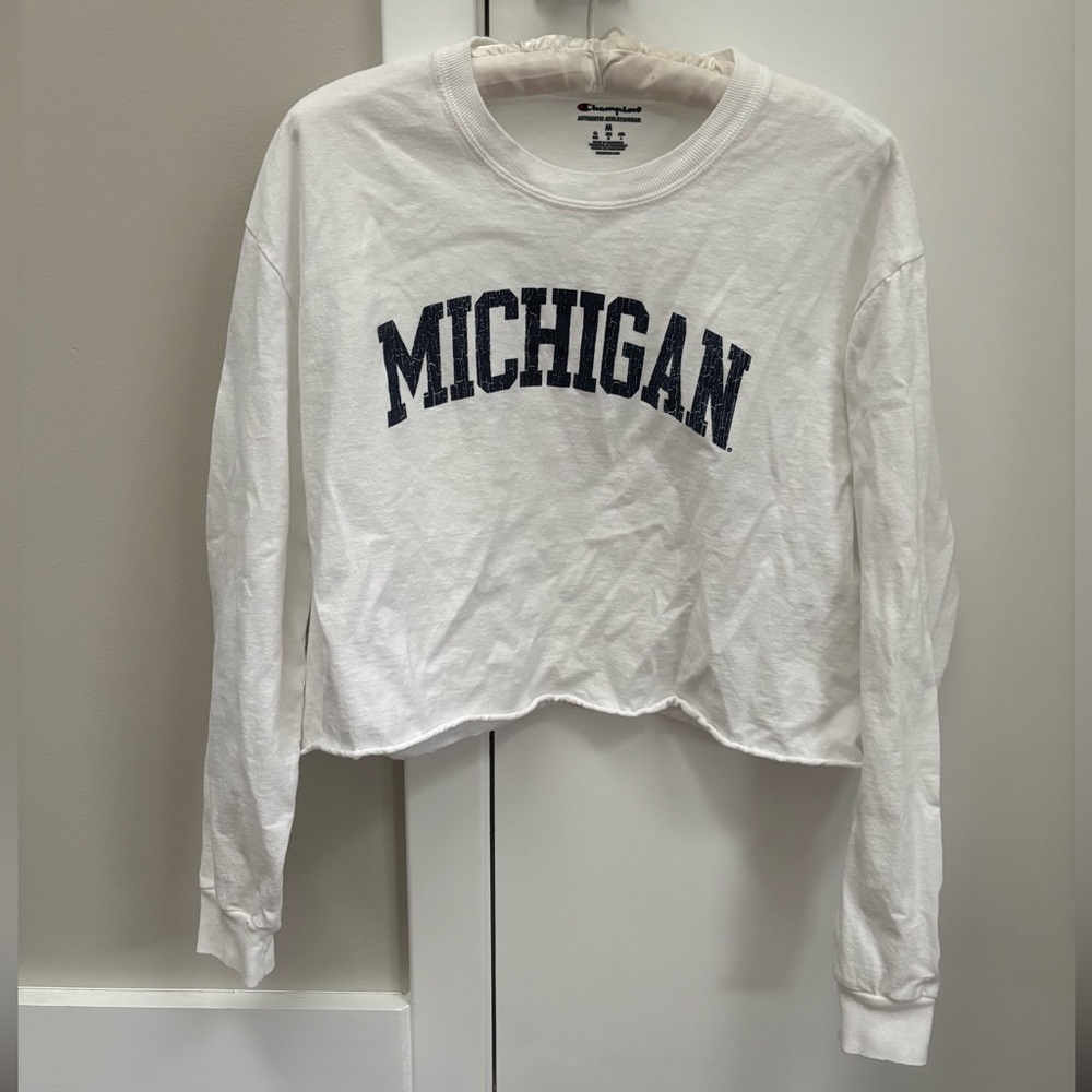 Women's Long Sleeve Michigan Tee - slightly cropped